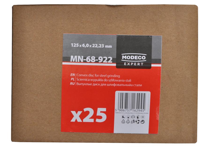 Zdjęcie: Ściernica do szlifowania metalu 125x6,0x22,23 mm wypukła 25 szt. RAWLPLUG