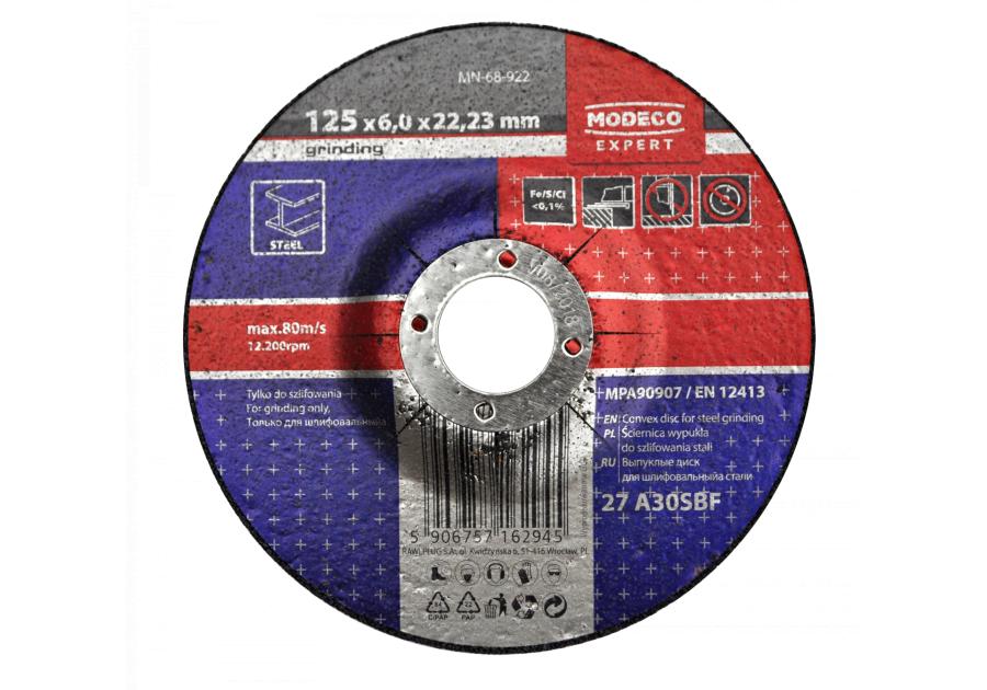 Zdjęcie: Ściernica do szlifowania metalu 125x6,0x22,23 mm wypukła 25 szt. RAWLPLUG