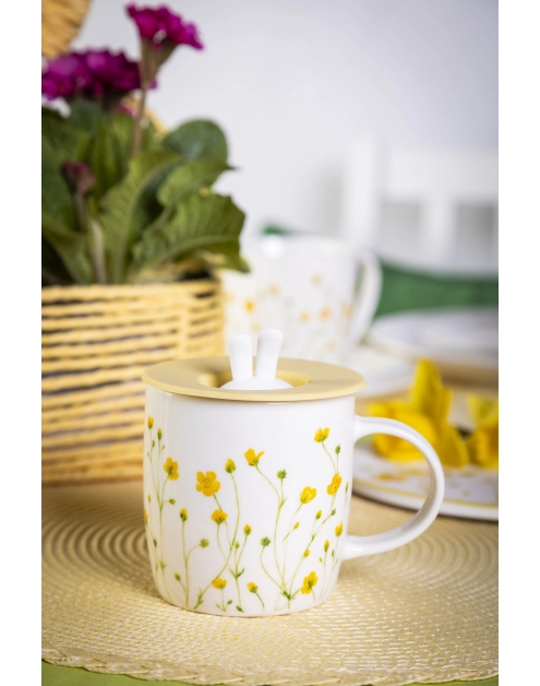 Zdjęcie: Kubek baryłka szeroka Kaczeńce 360 ml z pokrywką silikonową ALTOM DESIGN