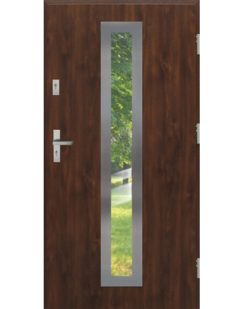 Zdjęcie: Drzwi zewnętrzne stalowo-drewniane Disting Otello 03 Orzech 100 cm prawe KR CENTER