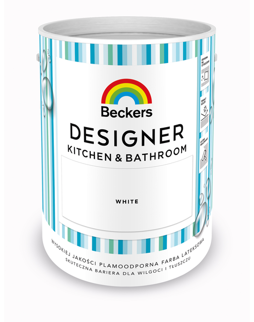 Zdjęcie: Farba lateksowa Designer Kitchen&Bathroom White 5 L BECKERS