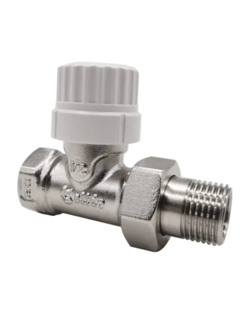 Zdjęcie: Zawór na zawieszce grzejnikowy termostatyczny zasilający prosty 1/2" CALIDO