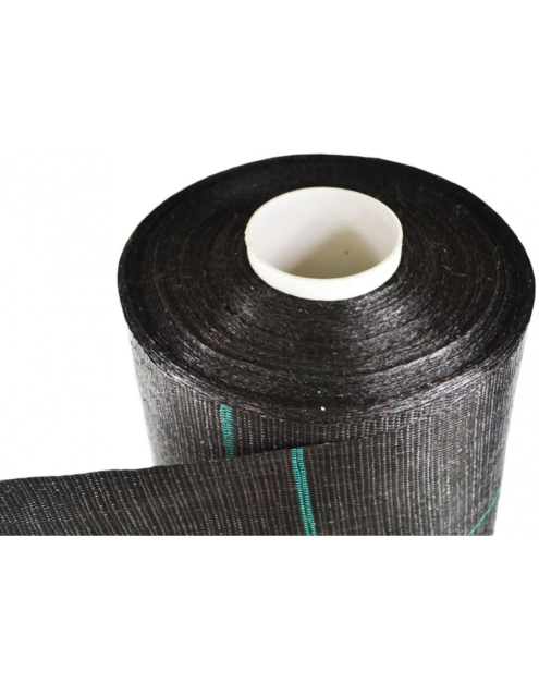 Zdjęcie: Tkanina PP ogrodnicza PR843/210 czarna, zielone paski co 20 cm, 2xUV, rozcinana TRANS-PAL