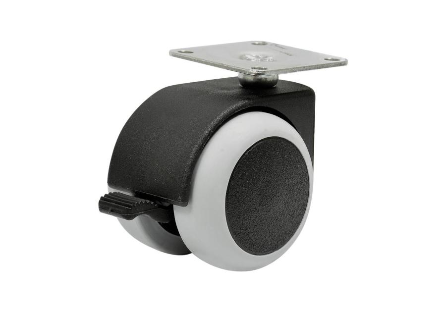 Zdjęcie: Kółko meblowe 50 mm, 40 kg, płyta mocująca z hamulcem do paneli METRO