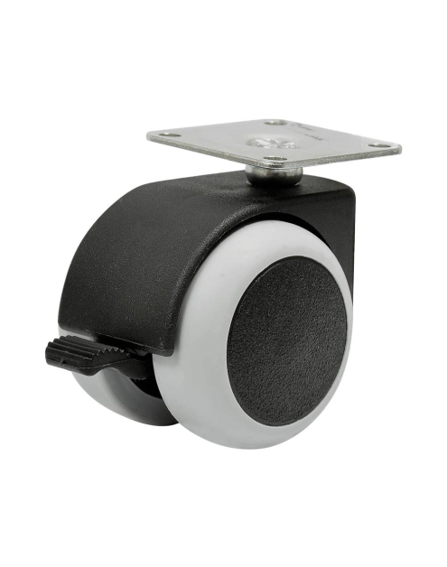 Zdjęcie: Kółko meblowe 50 mm, 40 kg, płyta mocująca z hamulcem do paneli METRO