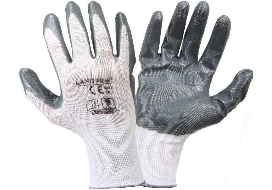 Zdjęcie: Rękawice nitrylowe  szaro-białe,  10, CE, LAHTI PRO