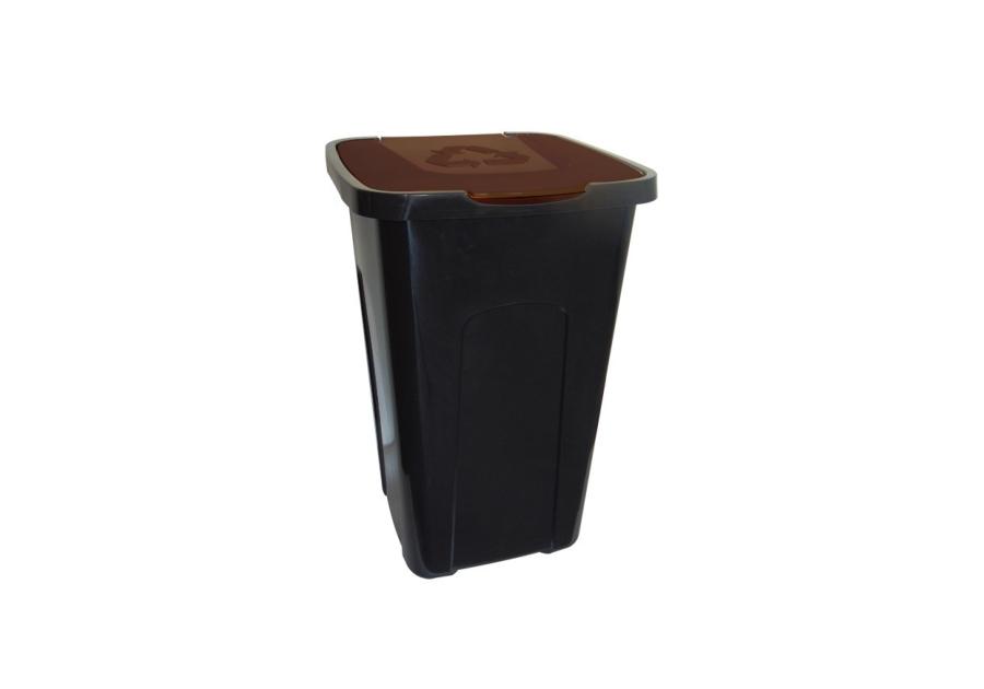 Zdjęcie: Pojemnik na śmieci 50 L czarny z brązową pokrywą KEEEPER