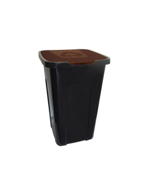 Zdjęcie: Pojemnik na śmieci 50 L czarny z brązową pokrywą KEEEPER