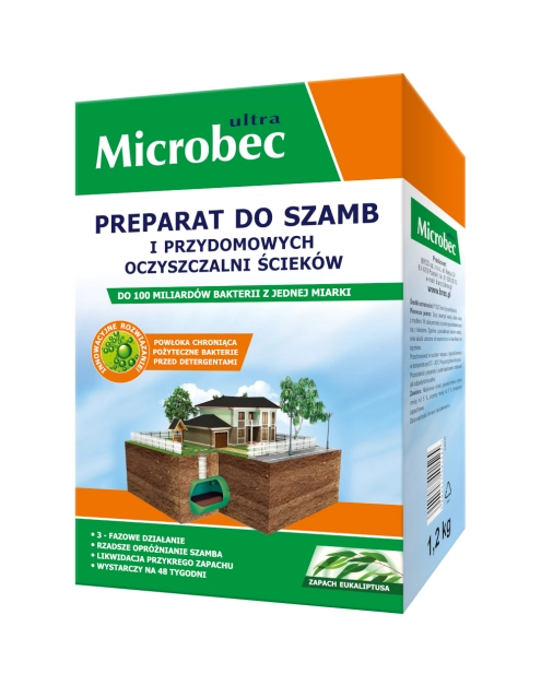 Zdjęcie: Preparat do szamb Microbec Ultra 1,2 kg eukaliptus BROS