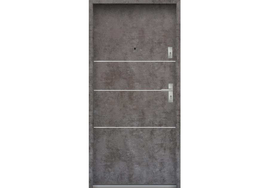 Zdjęcie: Drzwi wejściowe do mieszkań Bastion A-66 Beton ołówkowy 80 cm lewe ODO KR CENTER