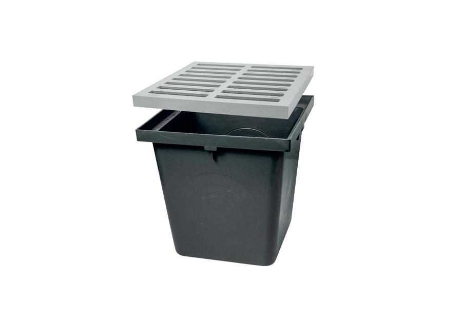 Zdjęcie: Studzienka z kratką PVC A 15, 296x296x300 mm czarna ZMM MAXPOL