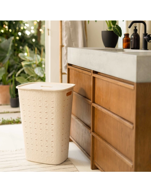 Zdjęcie: Kosz na pranie Softex 56 L kremowy CURVER