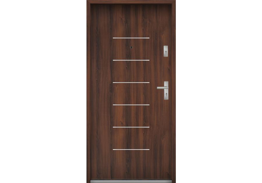 Zdjęcie: Drzwi wejściowe do mieszkań Bastion A-39 Orzech 90 cm lewe OSPŁ KR CENTER