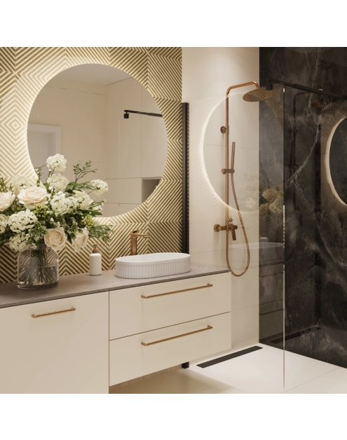 Zdjęcie: Deszczownia z baterią natryskową Neri Plus miedź INVENA