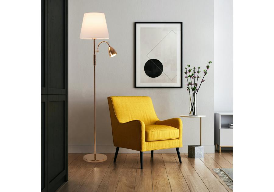 Zdjęcie: Lampa podłogowa Artemis plus, złota podstawa, biały abażur ADRILUX