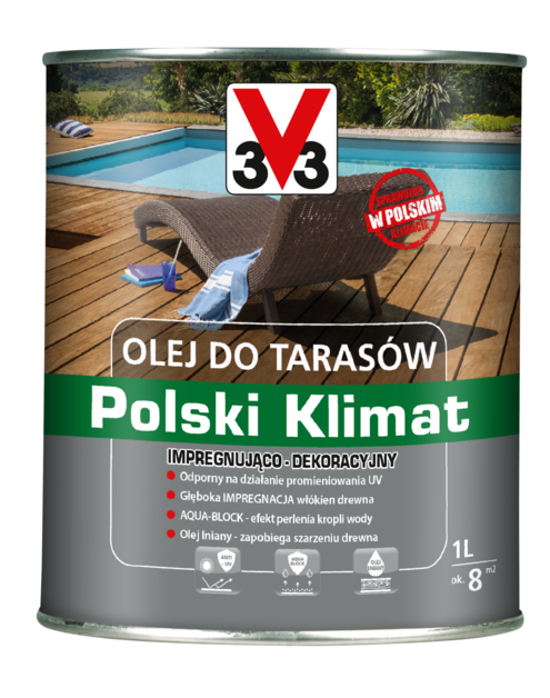 Zdjęcie: Olej do tarasów Polski Klimat 1 L Bezbarwny V33
