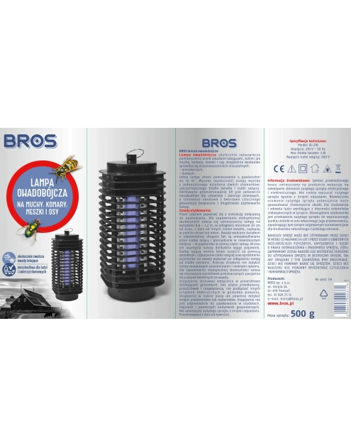 Zdjęcie: Lampa owadobójcza na komary muchy meszki BROS