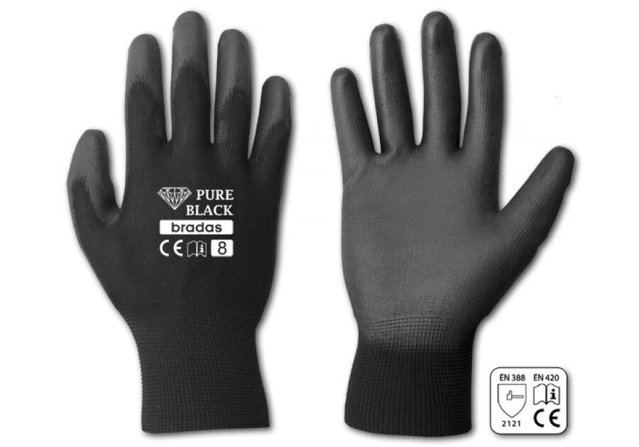Zdjęcie: Rękawice ochronne Pure Black poliuretan, rozmiar 9 BRADAS