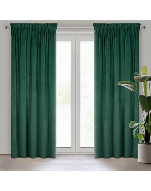 Zdjęcie: Zasłona gotowa Villa na taśmie 140x270 cm ciemnozielony EUROFIRANY