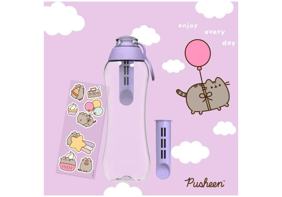 Zdjęcie: Butelka Soft 0,5 L z dwoma wkładami filtrującymi i naklejką Pusheen DAFI