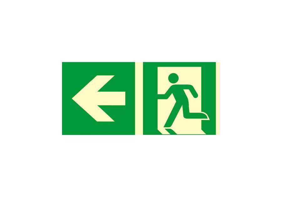 Zdjęcie: Oznaczenie "Kierunek do wyjścia drogi ewakuacyjnej w lewo" 15x30 cm METRO