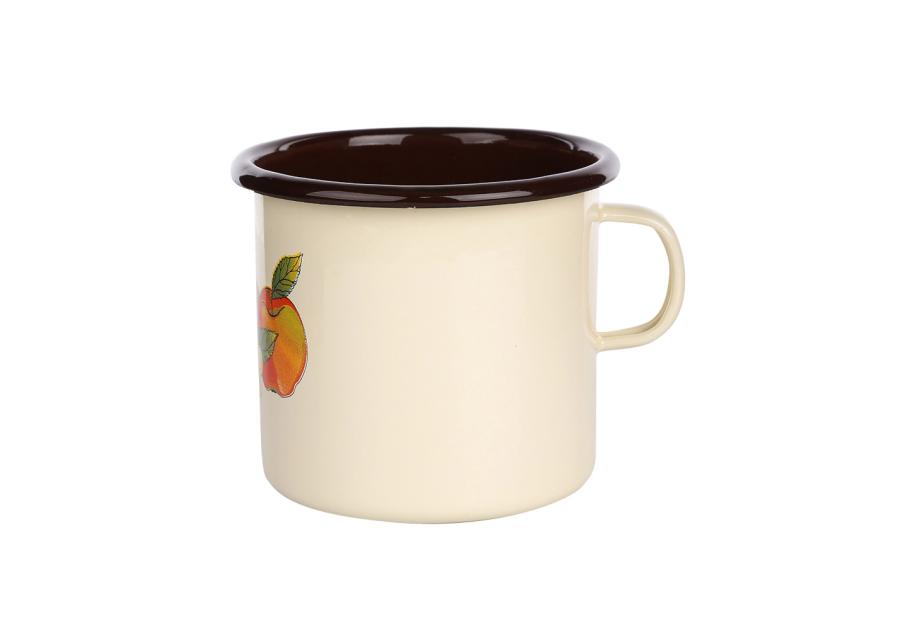 Zdjęcie: Kubek emaliowany 0,45 L - 9 cm kremowy dekoracjajabłko,ciemny środek SILESIA