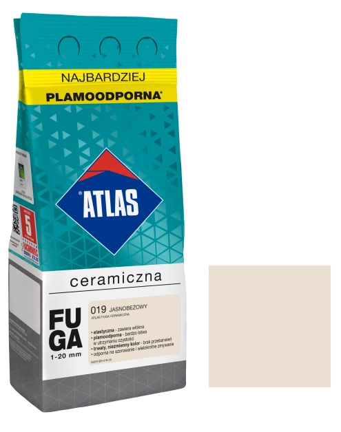 Zdjęcie: Fuga ceramiczna 019 jasnobeżowy, alubag, 2 kg ATLAS