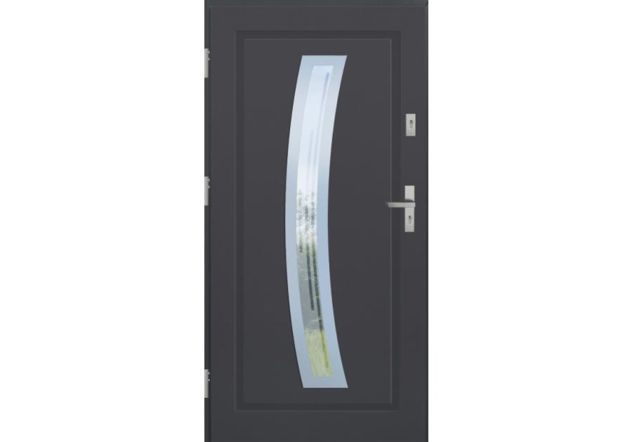 Zdjęcie: Drzwi zewnętrzne stalowo-drewniane Disting Figaro 02 Antracyt 100 cm lewe KR CENTER