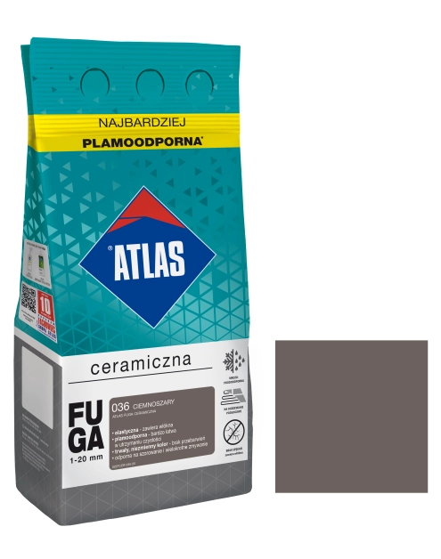 Zdjęcie: Fuga ceramiczna 036 ciemnoszary, alubag, 5 kg ATLAS