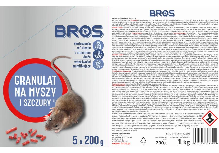 Zdjęcie: Granulat na myszy i szczury 1 kg BROS