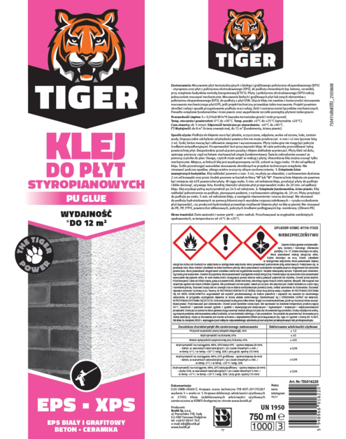 Zdjęcie: Klej do płyt styropianowych EPS-XPS, szary 750 ml TIGER