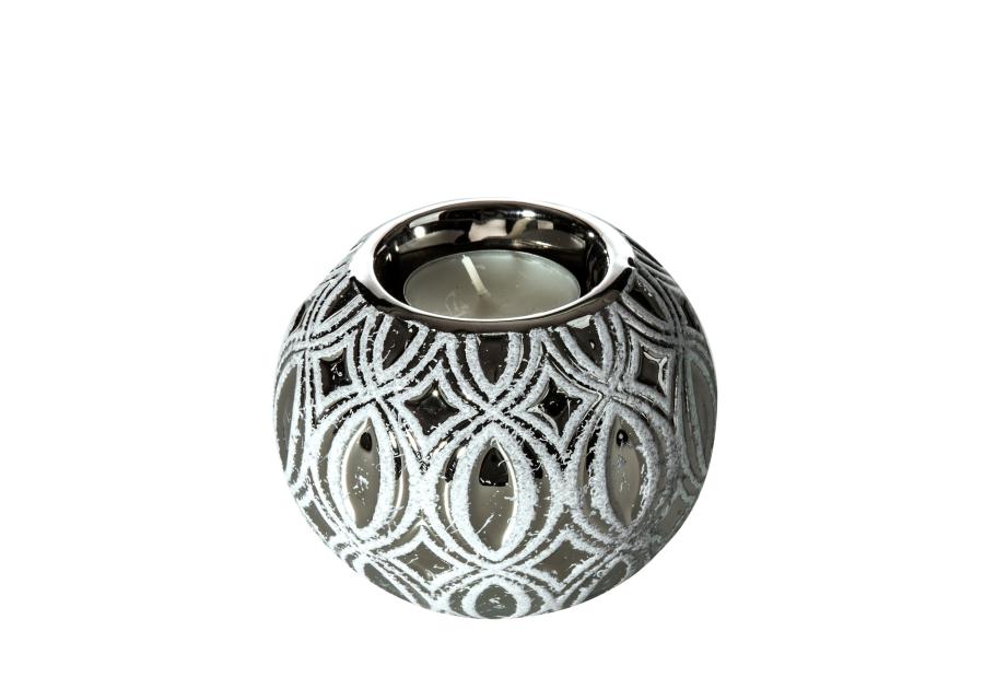 Zdjęcie: Świecznik dekoracyjny Azalea 9x9x8 cm srebrny EUROFIRANY