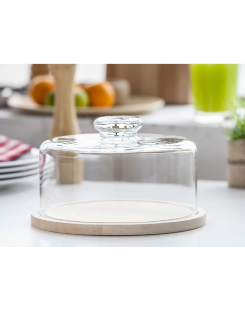 Zdjęcie: Pojemnik na ser z drewnianym spodem średnica 24 cm EDWANEX