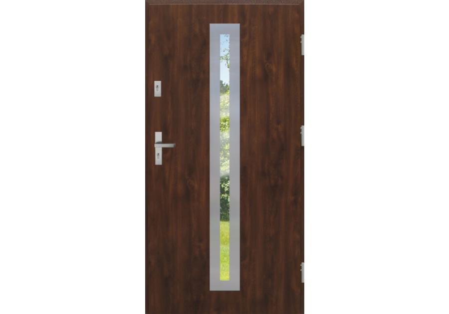 Zdjęcie: Drzwi zewnętrzne stalowo-drewniane Disting Otello 04 Orzech 90 cm prawe KR CENTER