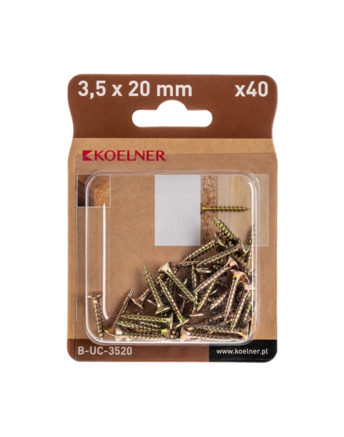 Zdjęcie: Wkręt utwardzany do drewna 3,5x20 mm blister 40 szt. KOELNER