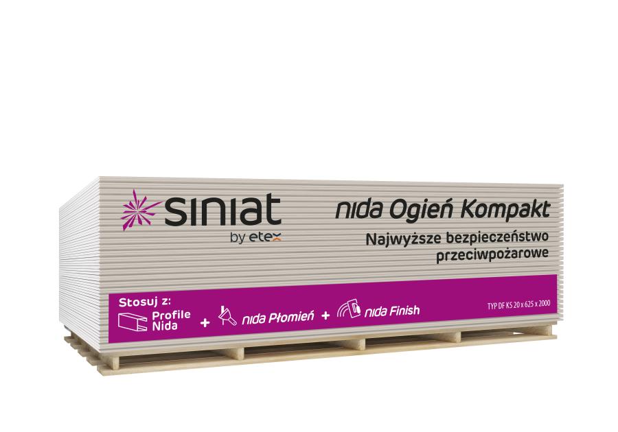 Zdjęcie: Płyta g-k 20x625x2000 mm Nida Ogień Kompakt GKF SINIAT