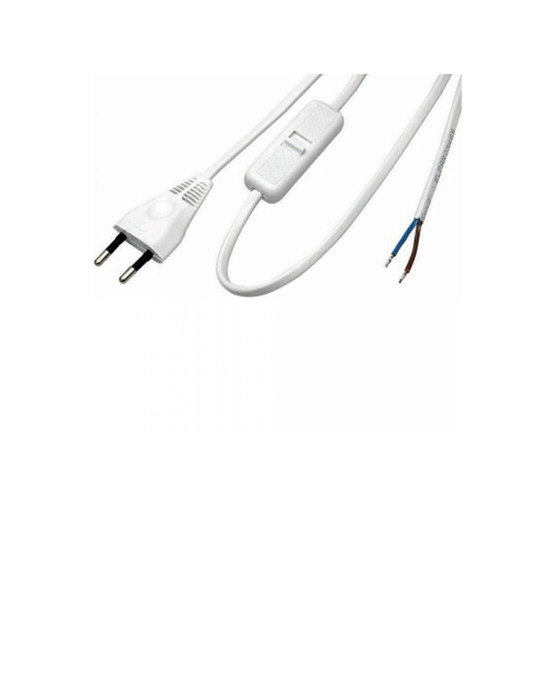 Zdjęcie: Przewód przyłączeniowy OMYp 2x0,75 wtyczka płaska, wyłącznik 3,1 m biały POLMARK