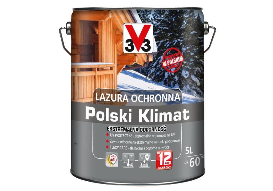 Zdjęcie: Lazura ochronna Polski Klimat Ekstremalna Odporność Grafit 5 L V33