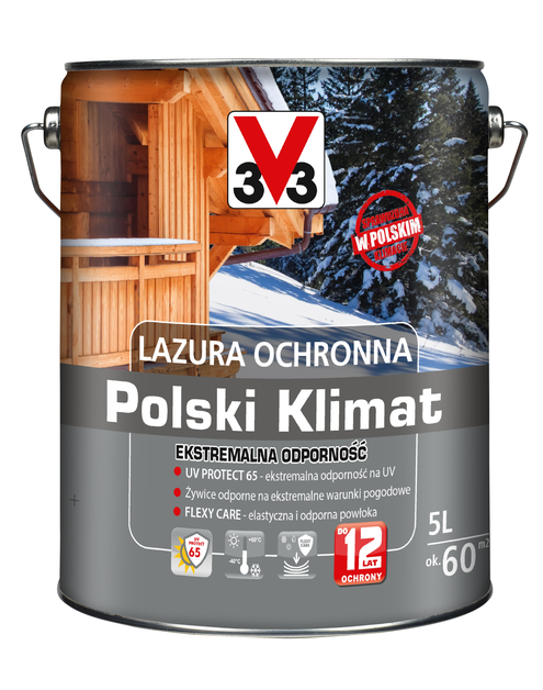 Zdjęcie: Lazura ochronna Polski Klimat Ekstremalna Odporność Grafit 5 L V33