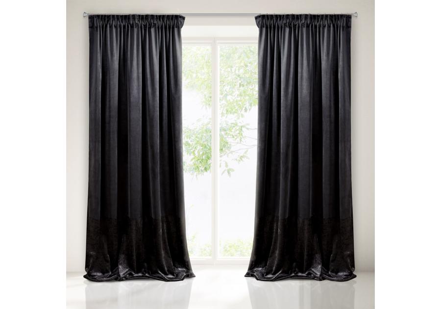 Zdjęcie: Zasłona Crash 140x270 cm czarna na taśmie EUROFIRANY