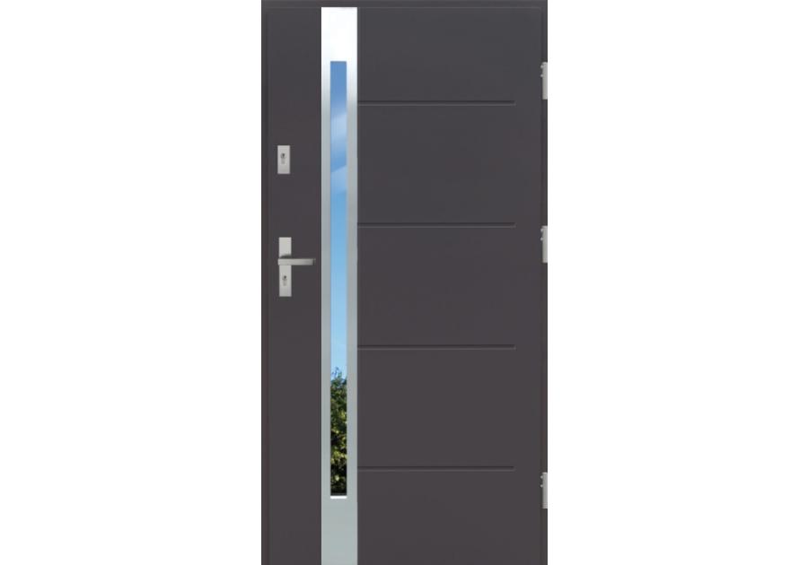 Zdjęcie: Drzwi zewnętrzne stalowo-drewniane Disting Nicolo 12B Antracyt 90 cm prawe KR CENTER