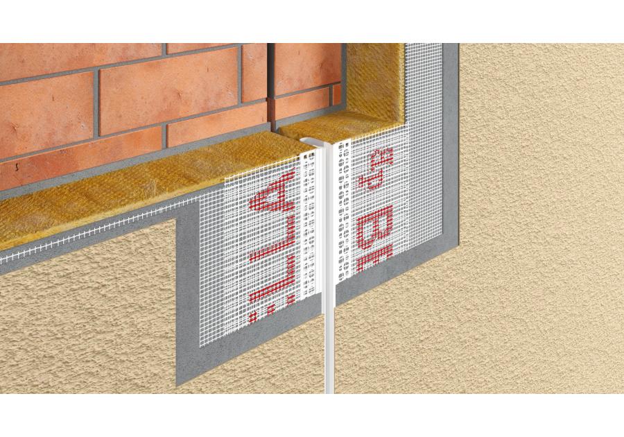Zdjęcie: Listwa PVC dylatacyjna "E" z siatką, prosta BP15 L250 szara membrana BELLA PLAST