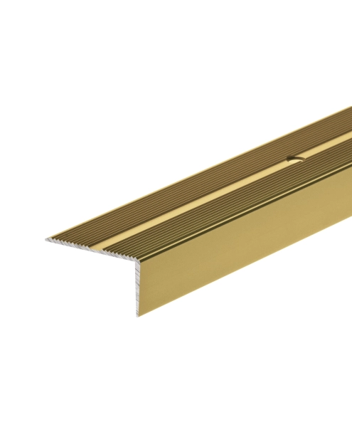 Zdjęcie: Profil schodowy szeroki z ryflem 40x20 mm AL LSSR 1,8 m złoty CEZAR