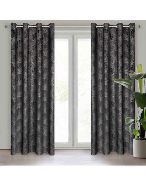 Zdjęcie: Zasłona gotowa Goja 140 x 250 cm czarny EUROFIRANY