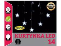 Zdjęcie: Kurtyna 14 LED z dekoracją na baterię biała 1 m BULINEX