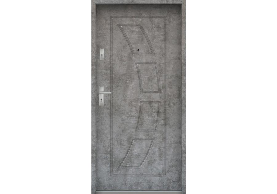 Zdjęcie: Drzwi wejściowe do mieszkań Bastion T-17 Beton srebrny 90 cm prawe ODO KR CENTER