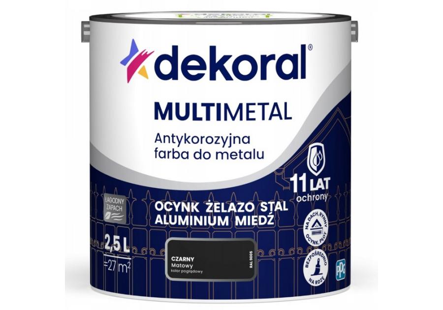 Zdjęcie: Farba do metalu Multimetal Antykorozyjna Czarny 2,5 L DEKORAL