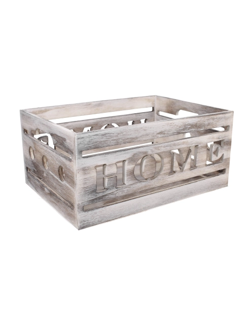 Zdjęcie: Skrzynka drewniana z wyciętym napisem 30x21,5x13,5 cm dekoracyjna TIN TOURS