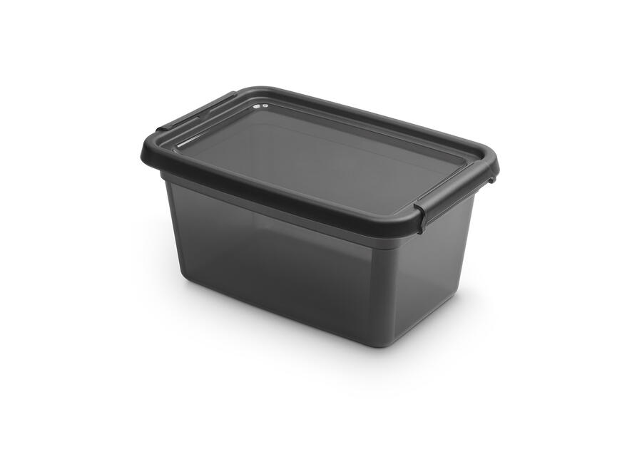 Zdjęcie: Pojemnik z pokrywką i klipsami 19x28x13 cm 4,5 L Coal (2322) Basestore ORPLAST