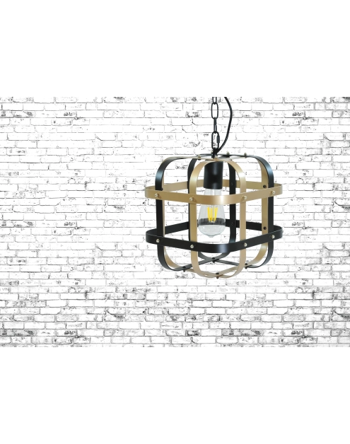 Zdjęcie: Lampa wisząca Klatka E27 czarna + złoto IL MIO